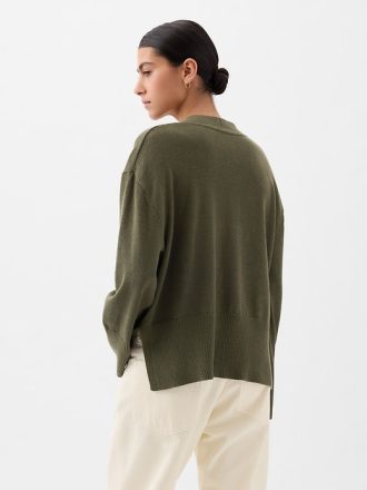 24/7 Oversized cardigan i linneblandning med delad fåll