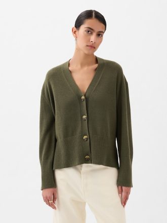 24/7 Oversized cardigan i linneblandning med delad fåll
