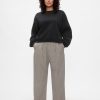 365 High Rise Borstad Twill Plisserad Taper Byxa