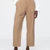 365 High Rise Borstad Twill Plisserad Taper Byxa