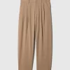 365 High Rise Borstad Twill Plisserad Taper Byxa
