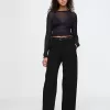 365 Mid Rise Satin-Trim Byxor