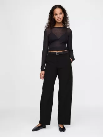 365 Mid Rise Satin-Trim Byxor