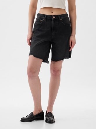 8″ Mid Rise 90-tals lösa denim bermudashorts