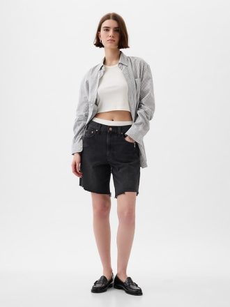 8″ Mid Rise 90-tals lösa denim bermudashorts