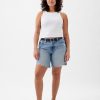 8″ Mid Rise 90-tals lösa denim bermudashorts