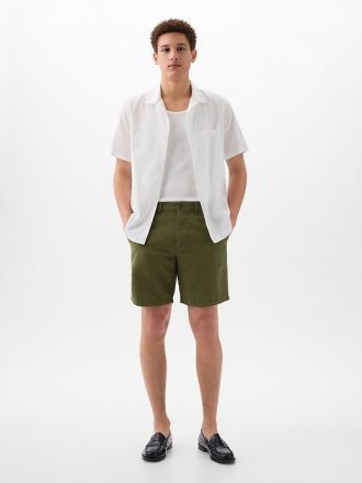 8″ shorts i linne-bomull