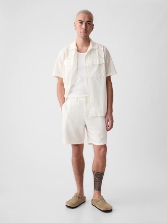8″ shorts i linne-bomull
