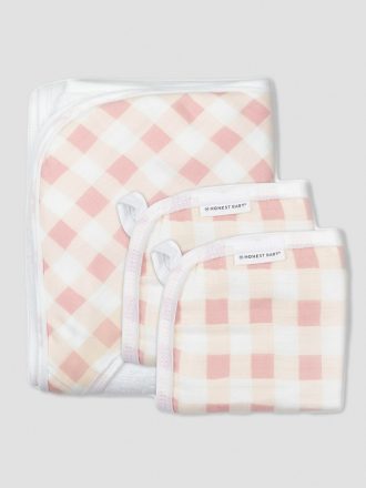 Ärlig babykläder 3 delar organisk bomull Hooded handduksset