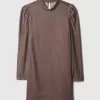 Återvunnen Sammet Puff Sleeve Mini Klänning