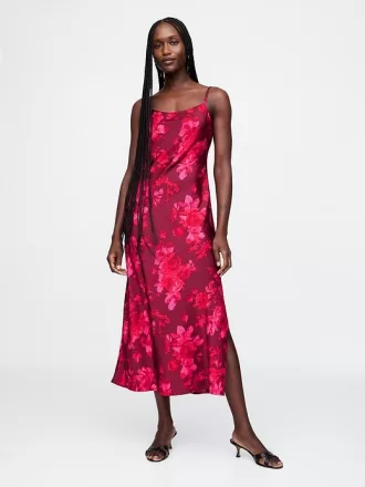 Återvunnen Satin Maxi Slip Dress