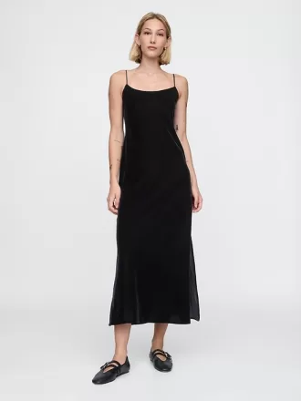 Återvunnen Velvet Maxi Slip Dress