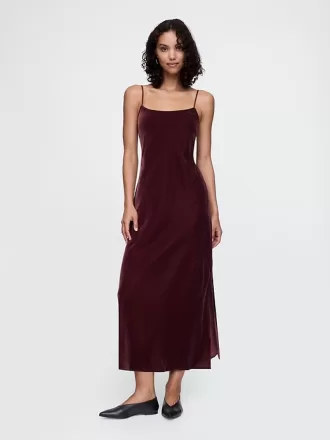 Återvunnen Velvet Maxi Slip Dress