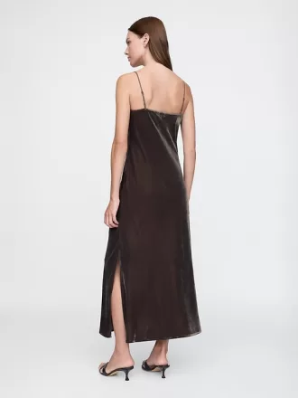 Återvunnen Velvet Maxi Slip Dress