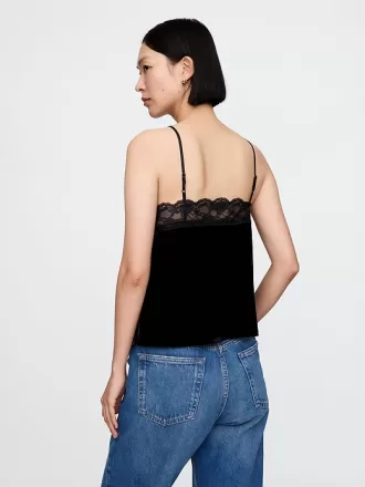Återvunnen sammetsspets-trim Cami