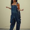 Avslappnad Denim Cargo Overall
