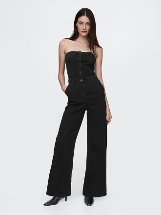 Axelbandslös Denim Jumpsuit