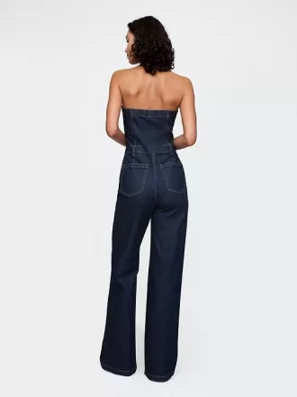 Axelbandslös Denim Jumpsuit