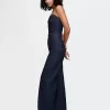 Axelbandslös Denim Jumpsuit