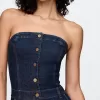 Axelbandslös Denim Jumpsuit