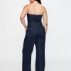 Axelbandslös Denim Jumpsuit