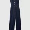 Axelbandslös Denim Jumpsuit