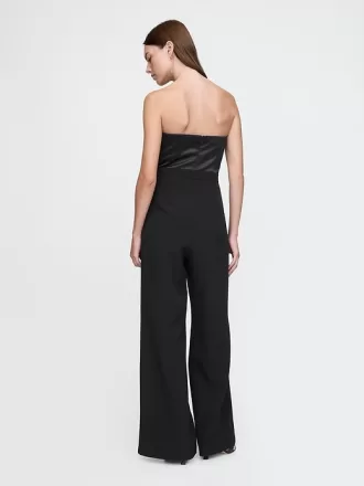 Axelbandslös Mixed Media Jumpsuit