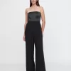 Axelbandslös Mixed Media Jumpsuit