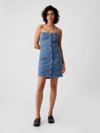 Axelbandslös miniklänning i denim