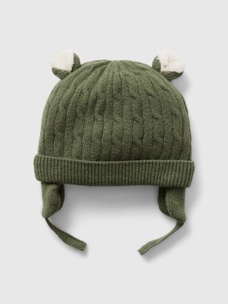 Baby CashSoft Sherpa-fodrad Bear Beanie