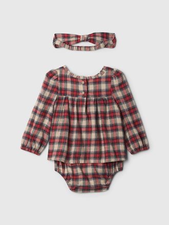 Baby Flanell Bodysuit Klänning Set