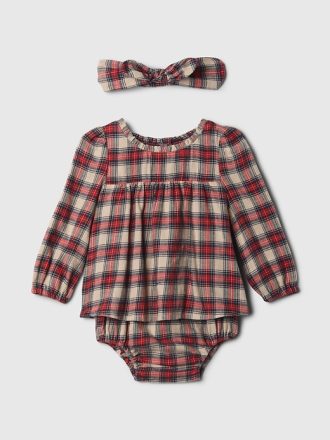 Baby Flanell Bodysuit Klänning Set