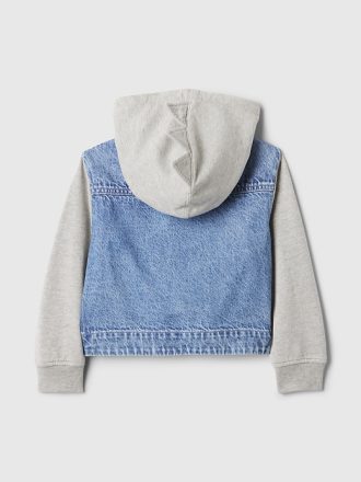 Baby & Dino Varsity jeansjacka med luvtröja för småbarn