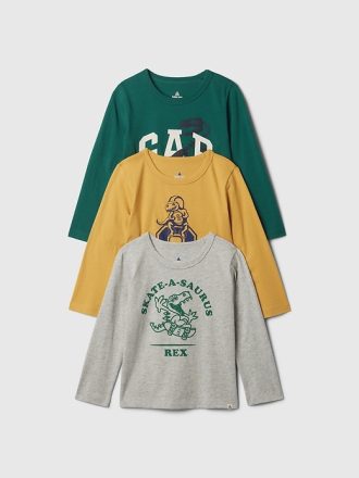 Baby & Ekologisk bomullsblandning för småbarn & Matcha Dino Grafisk T-shirt (3-pack)
