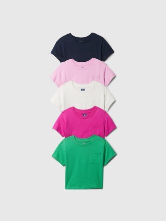 Baby & Ekologisk bomullsblandning för småbarn & Matcha T-shirt med fickor (5-pack)