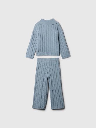 Baby & Kabelstickad tröja med halv dragkedja för småbarn