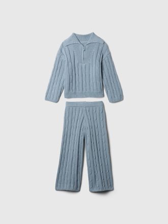 Baby & Kabelstickad tröja med halv dragkedja för småbarn