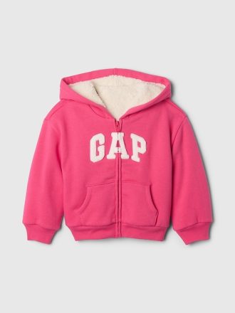 Baby & Mysig Sherpa Vintage Soft Logo Zip Hoodie för småbarn