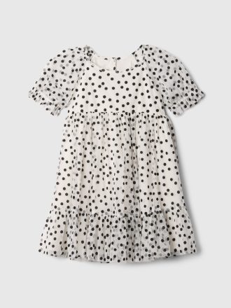 Baby & Puffärm för småbarn Polka Dot Tyll Klänning
