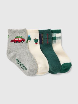 Baby & Småbarn Holiday Quarter Crew strumpor (4-pack)