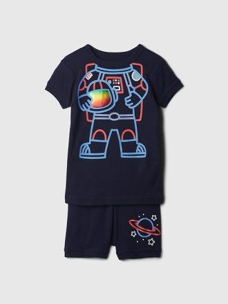 Baby &amp; Kort PJ-set av ekologisk bomull för småbarn