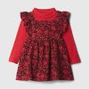 Baby turtleneck volang Pinafore Klänning Set Baby turtleneck volang Pinafore Klänning Set