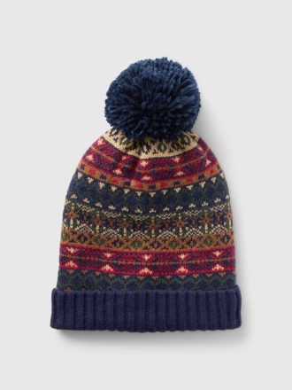 Barn CashSoft Fair Isle Pom mössa