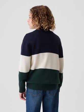 Barn Colorblock Pullover-tröja med halv dragkedja
