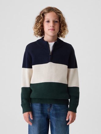 Barn Colorblock Pullover-tröja med halv dragkedja
