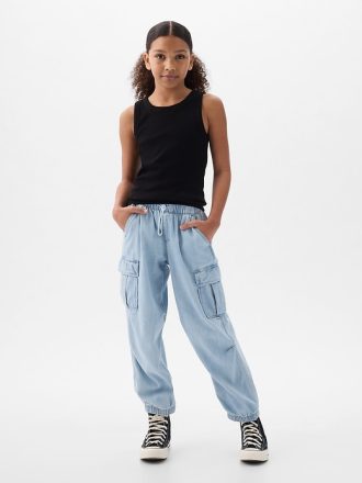 Barn Denim Cargo Fallskärmsbyxor