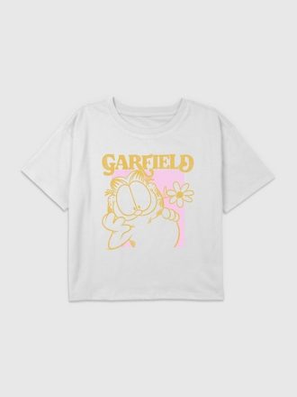 Barn Garfield Retro Flower Power Grafisk Boxy Crop Tee