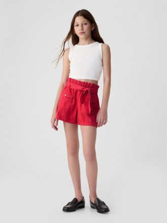Barn High Rise Paperbag Jeansshorts