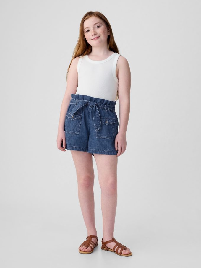 Barn High Rise Paperbag Jeansshorts