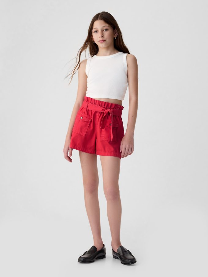 Barn High Rise Paperbag Jeansshorts